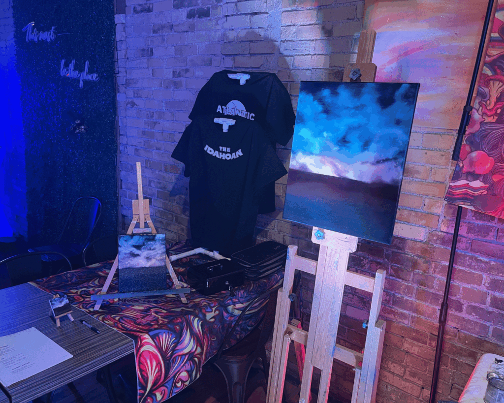 Pisces Rising: A Benefit for Eddie Cabello - painting setup
